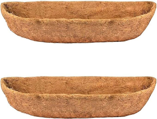 2 pcs Garden Coconut Planter Liners Preformed Window Box Liners Natural Trough Coco Liner Coir Mats (30 inch)