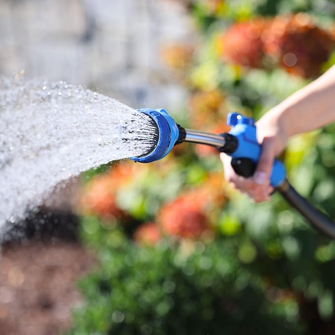 Sprout 65105-AMZ Melnor 8-Pattern 15" Watering Wand and QuickConnect Product Adapter Amazon Bundle, Blueberry Blue