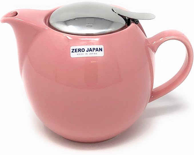 Zero Japan Bee House Round Teapot For One, 24 Oz - Ceramic Tea Pot with Stainless Steel Lid and Infuser, Smooth-Pour Spout, Diswasher and Microwave Safe Tea Pots (Rose)