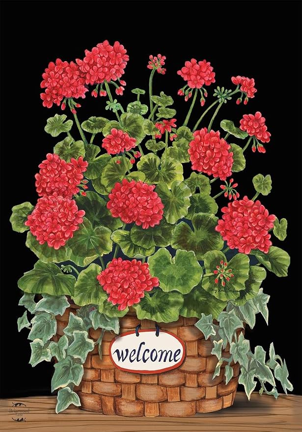 Briarwood Lane Welcome Geraniums Summer Garden Flag