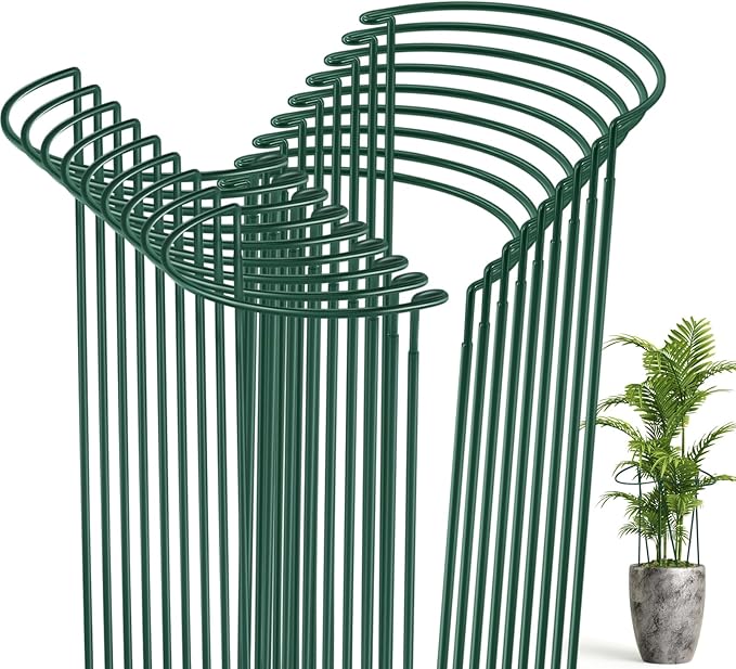 Tioncy 24 Pcs 30″ H x 12.6″ W Plant Support Stakes Cages for Garden, Metal Half Round Plants Tension Rods for Indoor Outdoor Large Tall Flower Vegetables Tomato Peony Rose Support