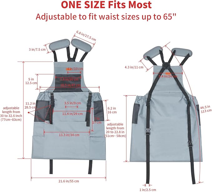 Gardening Apron with Pockets for Women&Men, Harvest Aprons w/Quick Release Pocket, One Size Fits Most, Gardening Gift