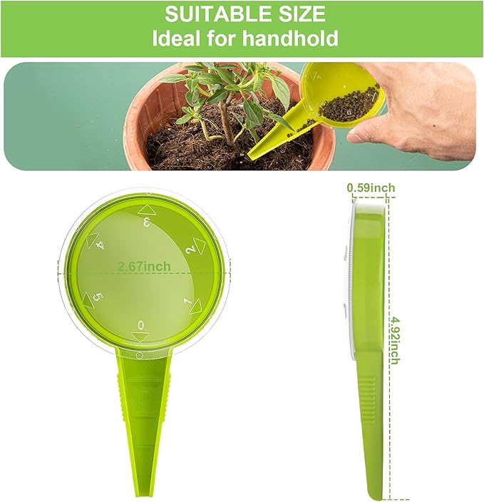 Sowing Seed Dispenser Hand Tool, 6 Pack Handheld Garden Seeder Sower Planter with 5 Dial Settings, Ideal for Small Seeds of Flowers, Vegetables, Outdoor/Indoor（ Light Green）