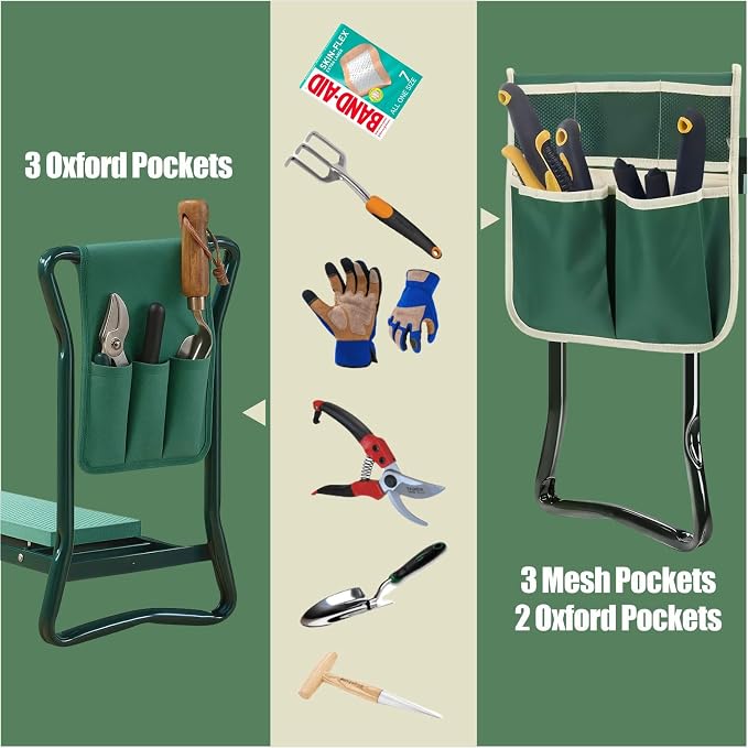 COCO Garden Pouches Kneeler - 2 Pack Outdoor Gardening Stool Pouch, Workseat Storage Tote Hanging Organizer, Heavy-Duty 600D Oxford Cloth Tool Bag
