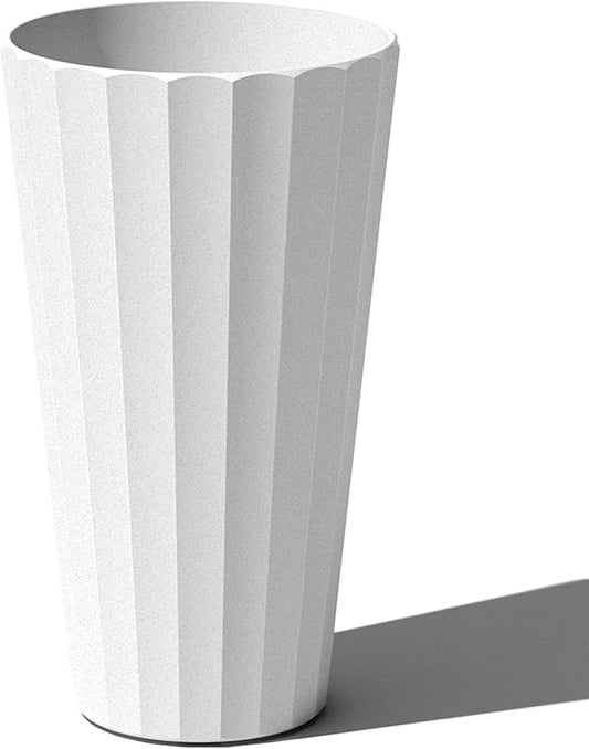 Veradek Column Series 26" Tall Outdoor Planter for Porch & Patio | Durable Plastic-Stone Material w/Shelf | Modern Décor for Plants & Flowers