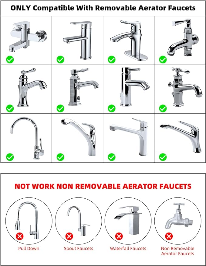 Hibbent Faucet Adapter Kit, Swivel Aerator Adapter to Connect Garden Hose - Multi-Thread Kitchen Sink Faucet to Garden Hose Adapter 3/4 Inch - Chrome Finished
