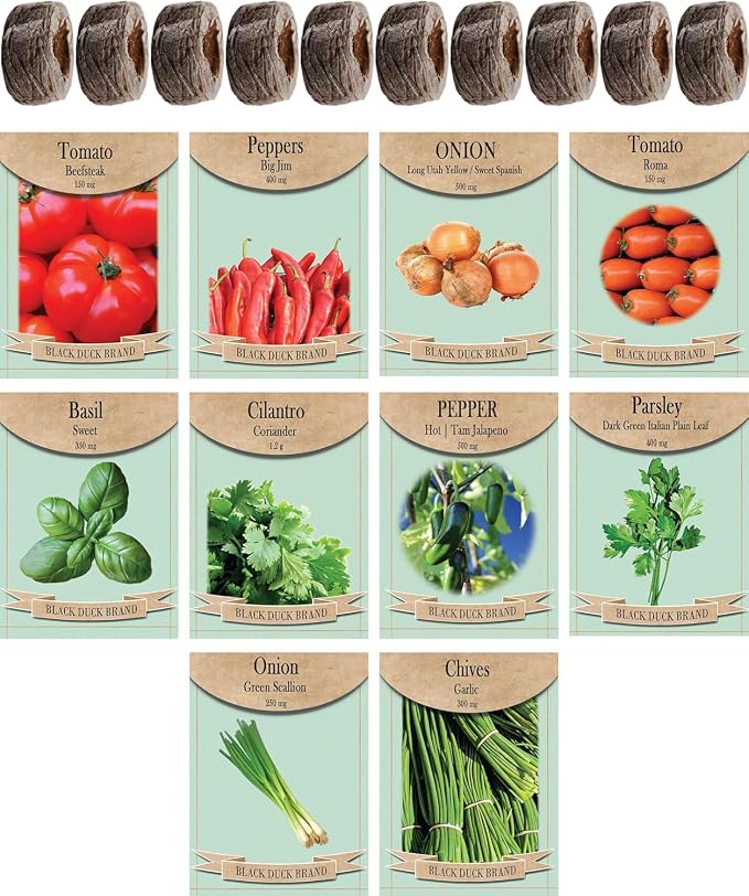 Salsa Garden Seed Kit – Grow Your Own Fresh Ingredients for Homemade Salsa | Non-GMO, Heirloom Vegetable Seeds (Tomatoes, Peppers, Onions, and More - Includes 10 Coco Coir Starter Pucks