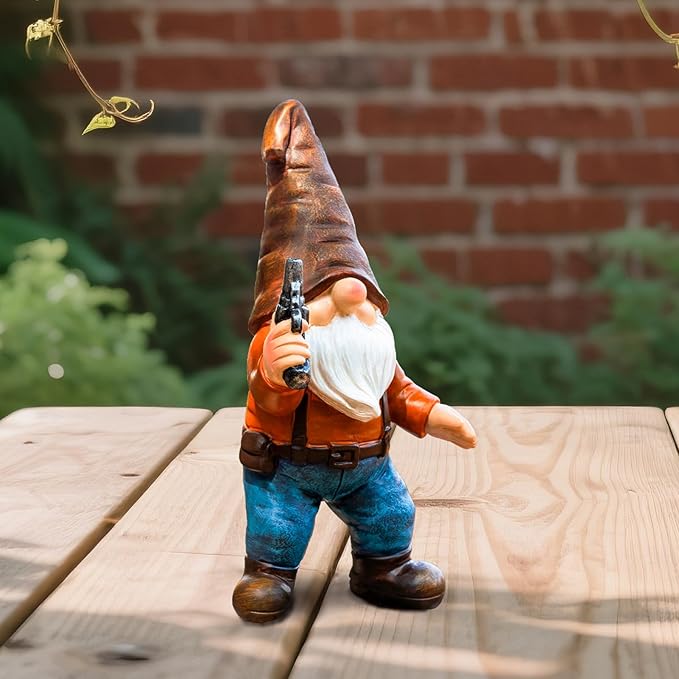 Funny Garden Gnome Statues 7", Armed Gnomes Tactical Guarding Gnomes Figurine with Weapon for Outdoor Yard Home Office Decor - Gifts for Men Dad Women Birthday Christmas