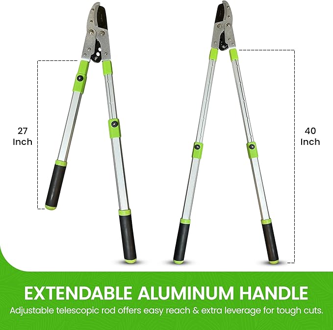 Garden Guru Extendable Anvil Lopper Tree Trimmer w Compound Action, Chops Thick Branches w Ease, 28-40”, Non-Stick High Carbon Steel Blade, Branch Cutter, 2 Inch Clean Cut Capacity - 1 Case (12 Pcs)
