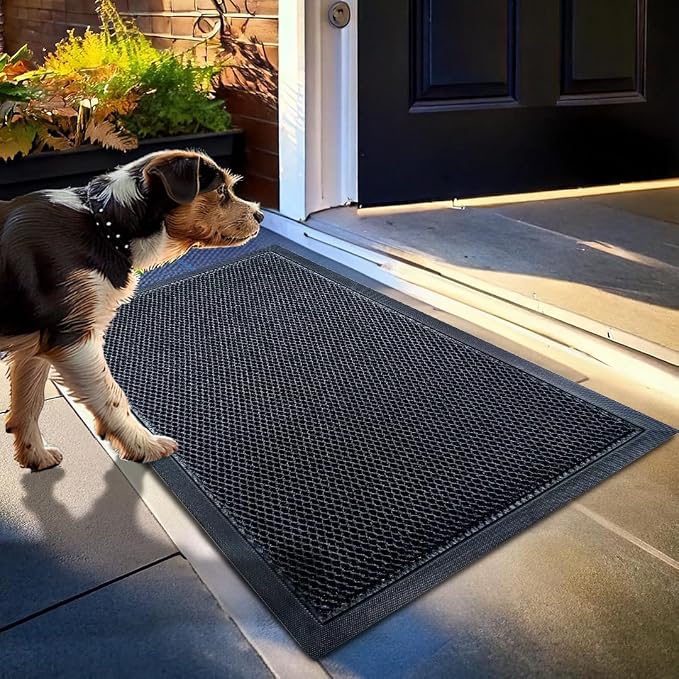 Muddy Mat® Meshy Mat™ Door Mat Heavy-Duty Quick-Dry Floor Mat, Sand & Dirt Trapper for Indoor & Outdoor, Ideal for Entrance, Mudrooms,Patios & Garages,Low-Profile,Non-Slip,Washable– Black 17"x30"x0.4"