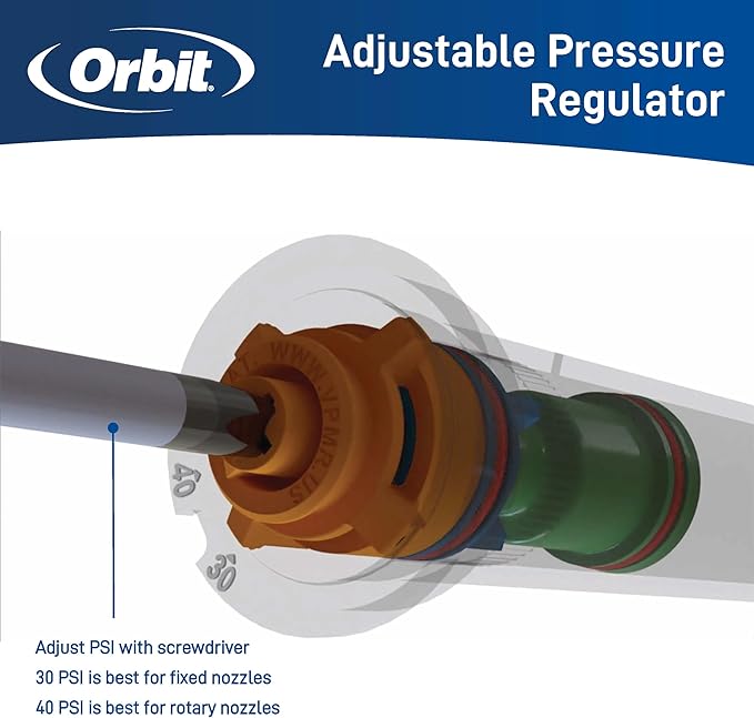 Orbit 80311-6" Professional Pressure-Regulating Pop-Up Spray Head Sprinkler with 15' Adjustable Pattern Nozzle