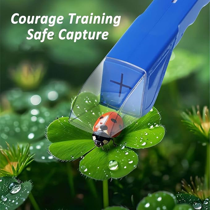 2 Pcs DelloidMaz Insect Catcher Small Animals Catcher Nature Exploration Tool to Capture Butterflies Bees Ladybugs Spiders Bug Catcher for Boys and Girls, Blue and Yellow (2)