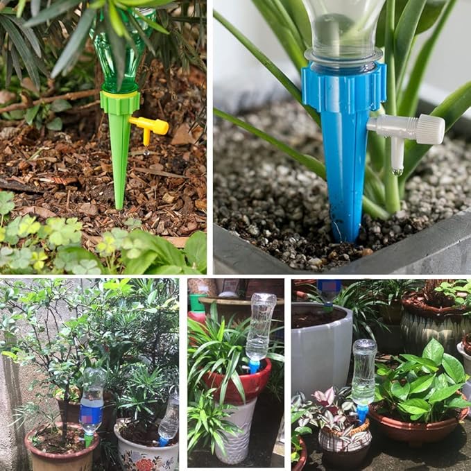 ARTEM Self Plant Watering Spikes Auto Drippers Irrigation Devices Vacation Automatic Plants Water System with Adjustable Control Valve Switch Design for Houseplant, Gardenplant, Officeplant 12 Pack
