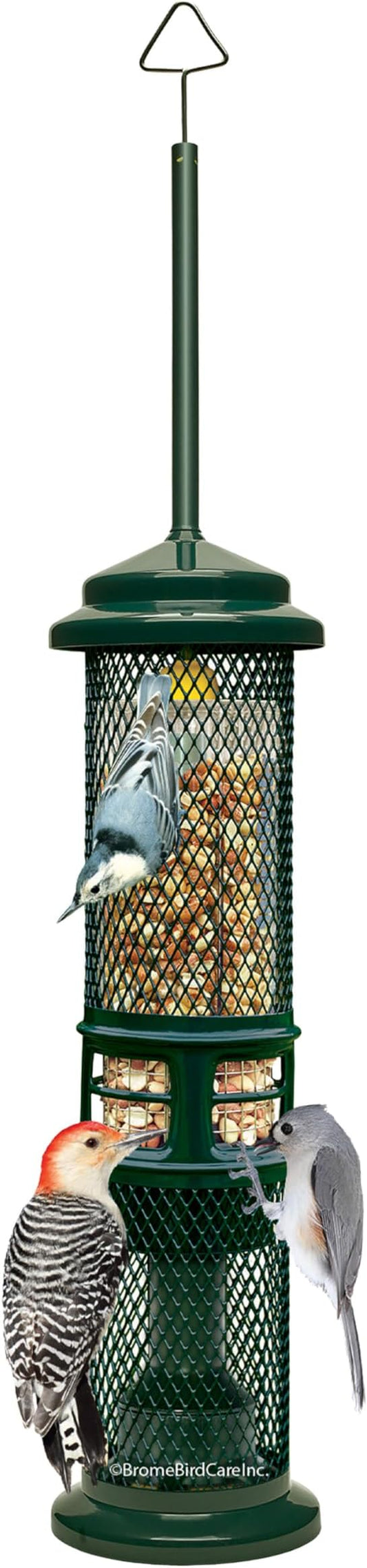 Squirrel Buster Nut Feeder Squirrel-Proof Bird Feeder for Shelled Peanuts & Dried Fruit, Weight-Adjustable, Woodpecker Friendly, 1.3lb Capacity with 2 Interchangeable Meshes