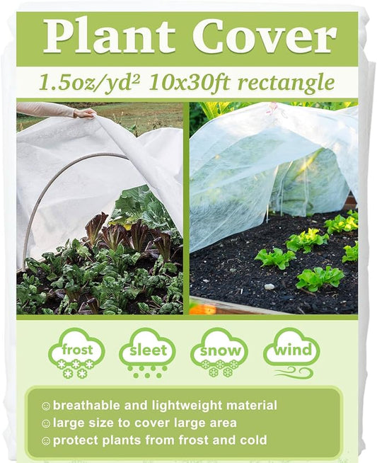 10x30ft Plant Covers Freeze Protection Floating Row Cover 1.5oz/yd² Plant Covers for Winter Garden Fabric for Cold Sun Protection