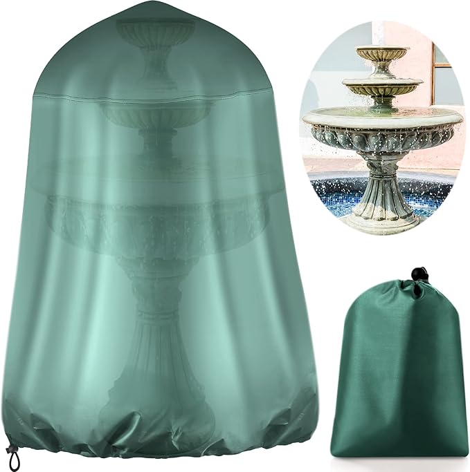 Tatuo Fountain Covers for Winter Waterproof 36"x42" 600d Outdoor Oxford Cloth Garden Fountain Statue Protective Cover with Drawstring for Outdoor Garden Statue(Green)