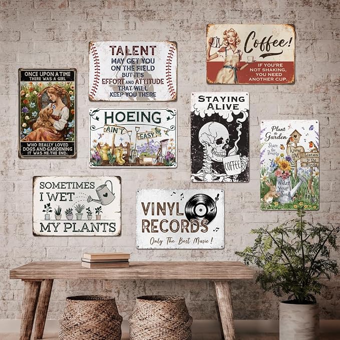 Vintage Tin Sign - 'Plant A Garden' for Home, Greenhouse - 12"x8"