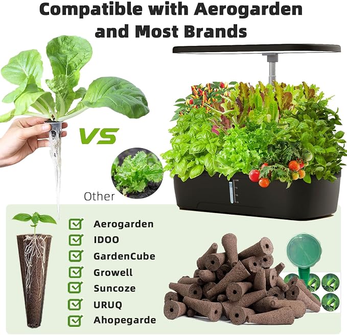 100pcs Grow Sponges Kit for Hydroponics,Replacement Seed Starter Pods Compatible with AeroGarden,50pcs Pod Labels,1 Seeder,Highly Breathable - Indoor Garden Growing System for Most Brands