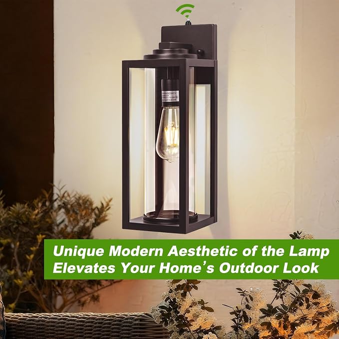 FILIYANO 20inch Dusk to Dawn Outdoor Wall Light Fixtures - 2 Packs Large Exterior Waterproof Outdoor Lighting, Modern Porch Sconces Wall Mounted Lighting, Industrial Outside Lantern for Front Door