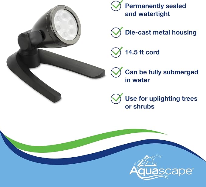 Aquascape LED Pond Garden Landscape Spotlight 6 Watt | Submersible | 12 Volt | 5 Year Limited Warranty