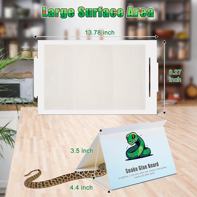 Qualirey 8 Pack Snake Glue Trap, 8 x 14 Large Sticky Snake Glue Boards for Inside Outside, Pre Scented Non Toxic Adhesive Traps with Enhanced Stickiness for Mouse Rat Lizard, Pet Safe Easy to Use