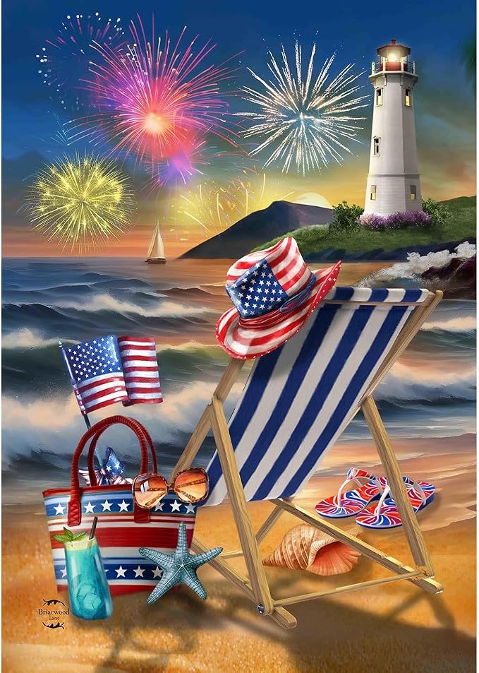 Briarwood Lane Oceanside Fireworks Garden Flag