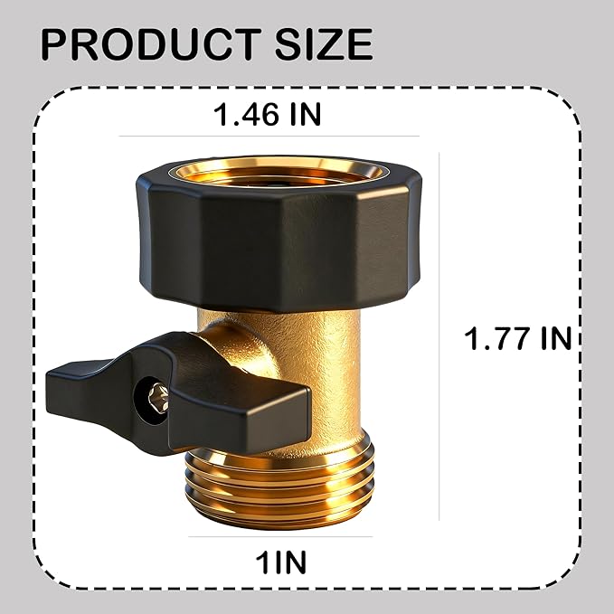Xiny Tool Garden Hose Shut Off Valve, 2 Pack 3/4 Inch Heavy Duty Brass Water Shut Off Valve, Garden Hose Connector Extended Handle with 4 Extra Rubber Washers
