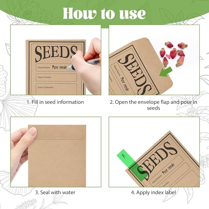 13.1”×7.7”×6” Wood Seed Storage Box 60pcs Seed Envelopes Fluorescent Index Tabs Seed Saving Organizer Box with Removable Dividers Safety Lock Side Handles Top Handle Gifts for Gardener Friends