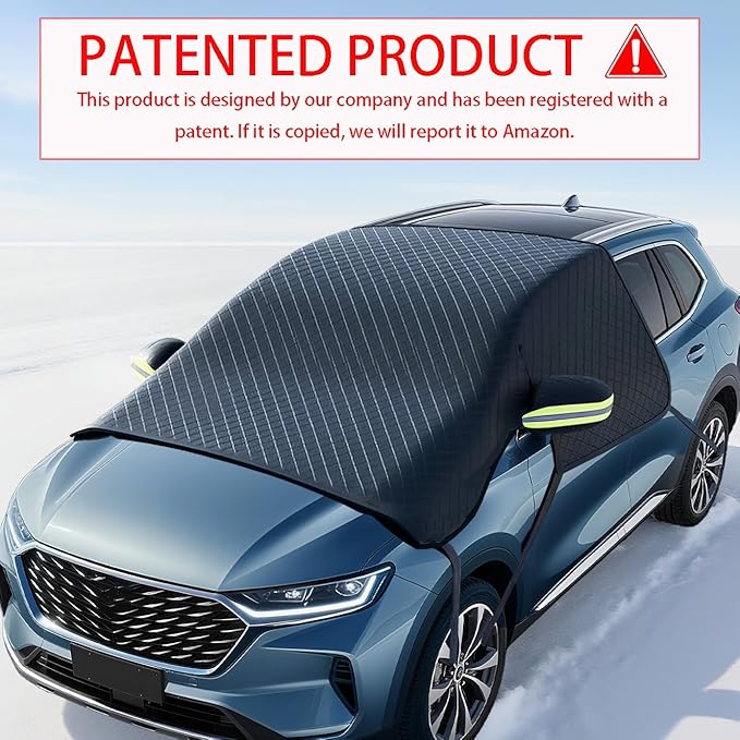 2PCS Windshield Snow Cover, Car Windshield Cover for Ice and Snow, Automotive Large Magnetic Windshield Frost Cover With Side Window and Mirror Protector in Winter, Suitable for Most Vehicle,Sedan,SUV