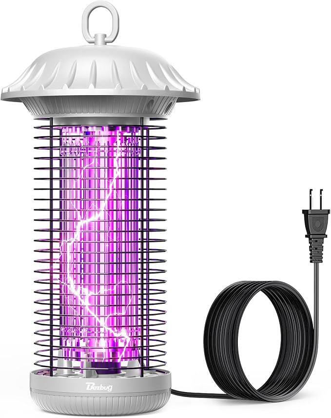 Buzbug LED Bug Zapper Indoor Outdoor, Up to 50000 Hrs Lifespan Lamp, Energy Saving & Dual Band Attraction, 5.6 ft Power Cord, High Voltage Mosquito Fly Zapper Trap Killer -MO008C (White)