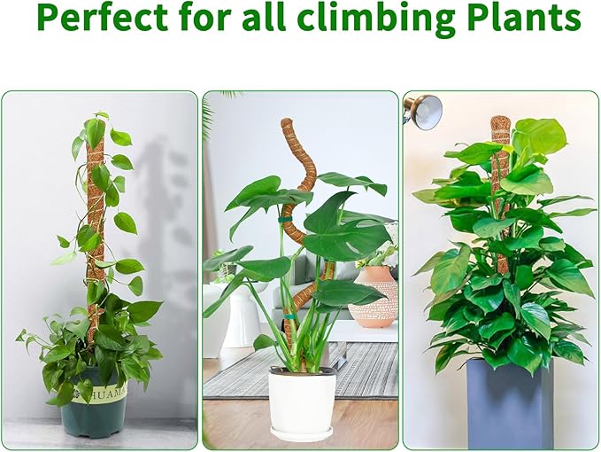 2 Pack 48 Inch Moss Pole Monstera Plant Support, Coir Moss Poles for Climbing Indoor Plants, Bendable Plant Stake Trellis for Potted Plant, Pothos, Philodendron