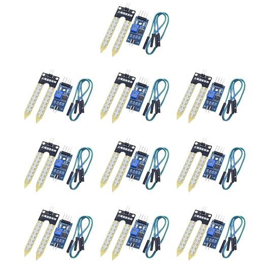 10 Packs Soil Moisture Sensor Module LM393 Chip Hygrometer Detector with Analog and Digital Output for Arduino Automatic Watering System Plant Gardening DIY Robot Project