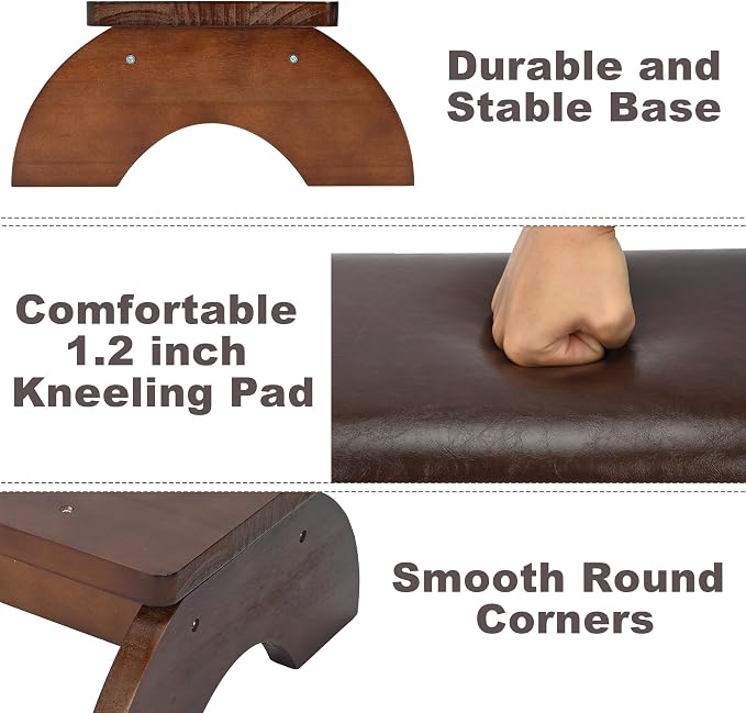Prayer Kneeler Bench, Wooden Kneelers for Praying, Church Prayer Bench Stool for Kneeling at Home, Padded Prayer Kneeler Bench for Home and Church, Religious Gifts