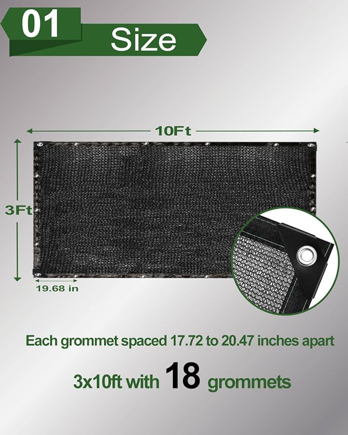 vensovo 40% Sunblock Shade Cloth Net Black Resistant - 3x10 Ft Garden Shade Mesh for Plant Cover, Greenhouse, Chicken Coop, Kennels, Tomatoes Plants