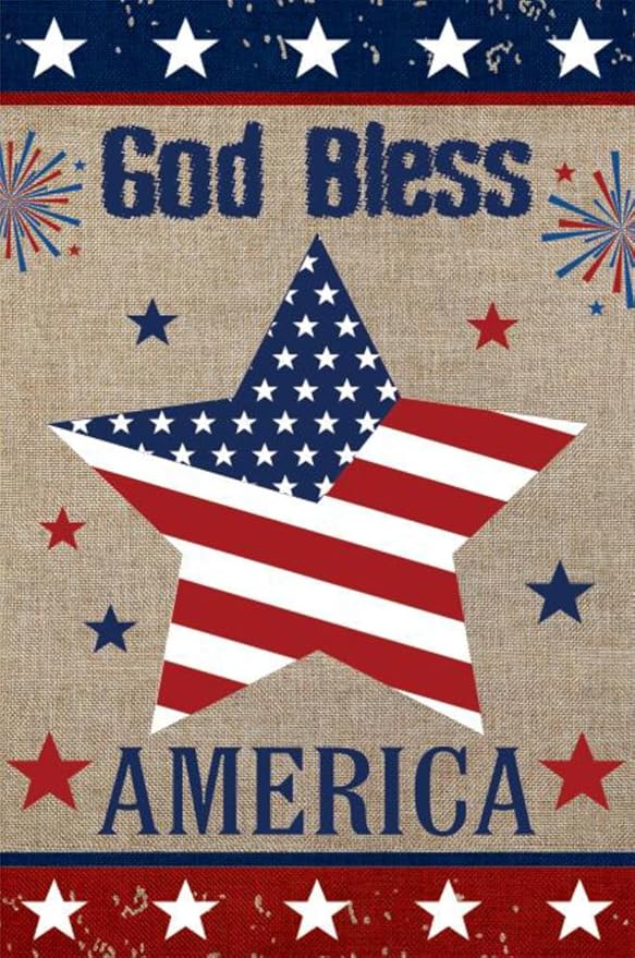 Briarwood Lane God Bless America Star Burlap Garden Flag