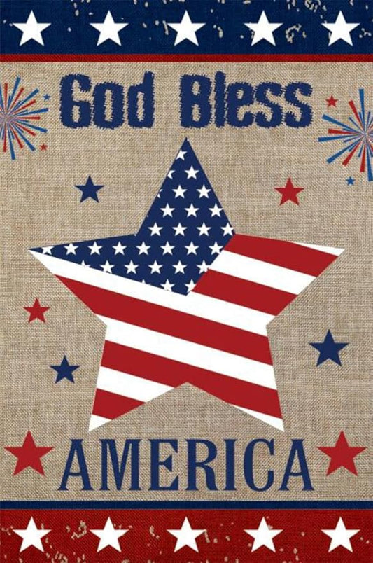 Briarwood Lane God Bless America Star Burlap Garden Flag