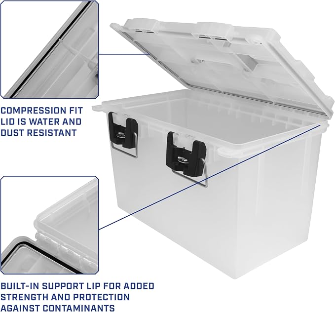 Sheffield 12767 XL Storage Bins With Lids, 4-Pack Stackable Storage Bins, Made in USA, Lockable and Water-Resistant Containers with Lids, Plastic Containers for Home, Classroom, and Dorm