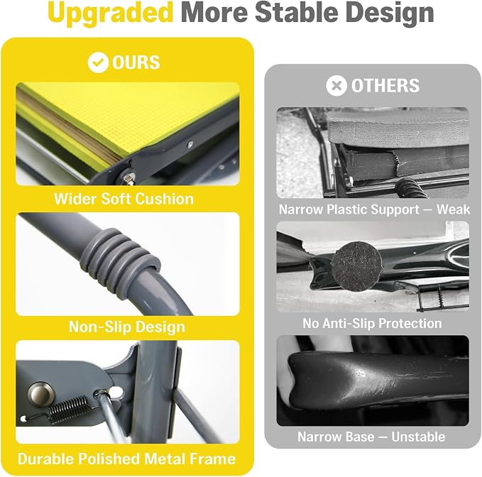 Garden Kneeler and Seat Heavy Duty, Foldable Gardening Stool Bench with Widened Thick Soft Kneeling Pad and Tool Pouches - 2-in-1 Portable Kneeling Device for Seniors (Yellow)