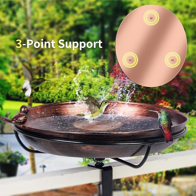 Bird Bath Copper Disk, 99.99% Pure Copper Bird Bath Cleaner, Triple-Point Support, All-Season Water Cleaber for Outdoor Bird Baths & Bowls (2 Pcs)