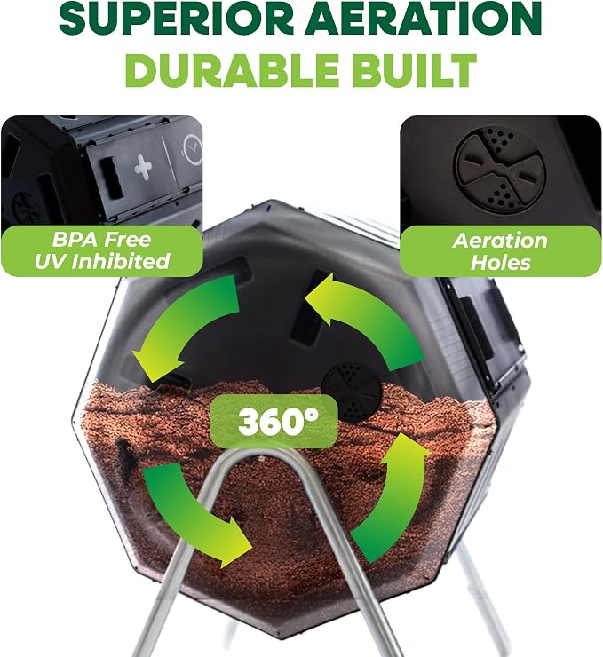 FCMP Outdoor IM4000 Dual Chamber Tumbling Composter (Black)