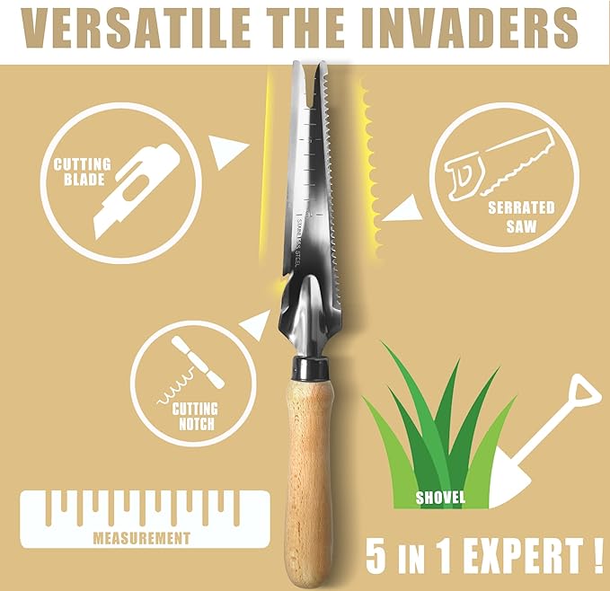 Betus Manual Hand Weeder - Multi Use Gardening Trowels for Easy Weed Puller, Digging, Cutting, Gauging, Transplanting, Rust-Proof and Anti-Scratch Garden Hand Shovel Weed Tool for Yard Lawn and Farm