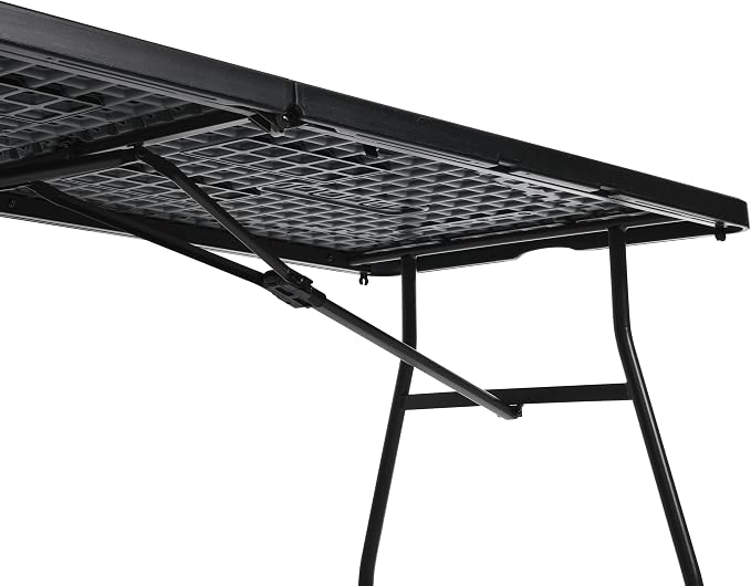 Amazon Basics Heavy Duty Portable Folding Table, 6 ft, Indoor & Outdoor, Fold-in-Half Design with Carrying Handle, for Events, Easy Folding and Storage, Black | Portable