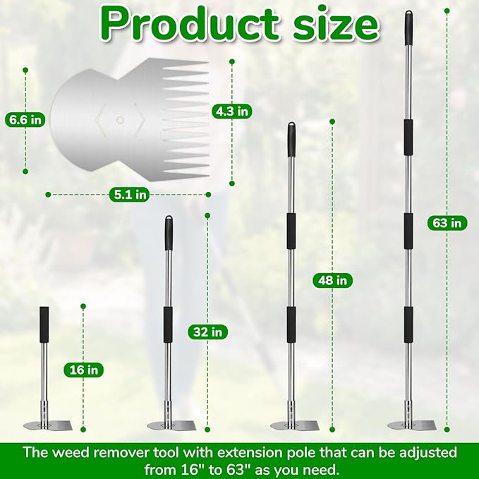 Garden Tools,Weeder Tool,63" Weed Puller Tool with Long Handle,Easy Weeding Without Bending or Squatting Down,Weeding Tools Suitable for Farm Planting,Gardening(Silver 12 Claws)