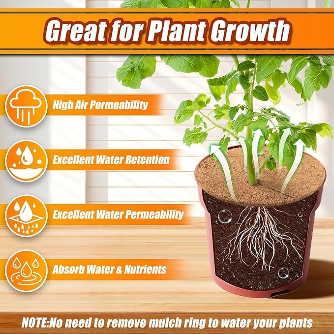 16Pcs Coconut Fiber Tree Ring Mulch Mat 11.8 Inch Mulch Ring Plant Protectors Mat for Indoor Outdoor Plants