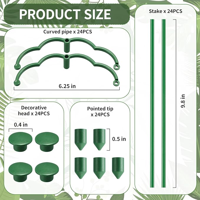 24 Pack Plant Support Stakes Sets - Versatile Plant Cages, Stackable Garden Flower Support， Small Plant Stakes for Indoor Plants,Tomato,Monstera, Peony, Hydrangea, Climbing Plants