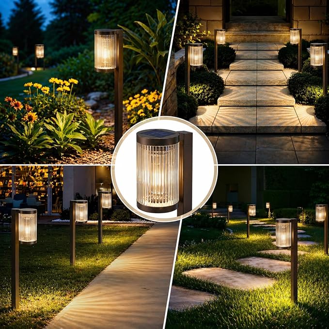 ELECLINK Solar Pathway Lights Outdoor, 6 Pack Upgraded Outdoor Solar Lights for Outside Super Bright Up to 12Hrs, IP65 Waterproof Solar Garden Lights for Yard Path Sidewalk Driveway 4th of July Decor