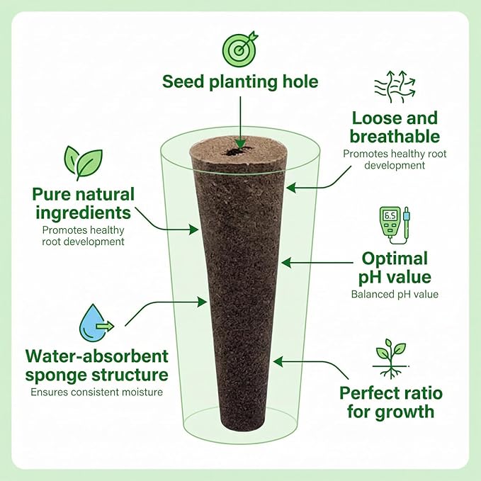50-Pack Grow Sponges, Hydroponic Planting System Pods, Fast Germinating Seed Starting Sponges, Aerogarden Compatible