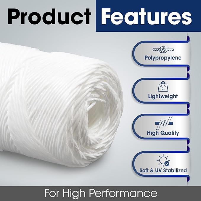 Heavy Duty 200 lbs Strong Polypropylene Tomato Twine, Garden Plant Tie String, Greenhouse Trellis Twine, Durable PP Tying Twine for Bundling, Packaging, Gardening, Farming (White/Green), 656FT