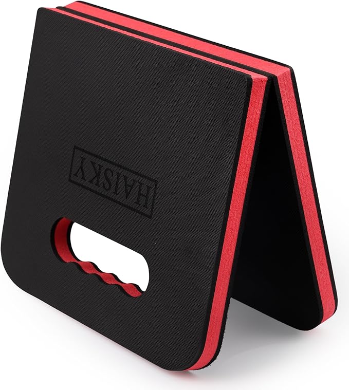 Foldable Kneeling Pad for Gardening & Mechanic Work, Waterproof Extra Thick High Density EVA Foam Knee Mat for Bathing Baby, Exercise,Portable Cushion with Handle, 20.4" x 11.8"(Red & Black)
