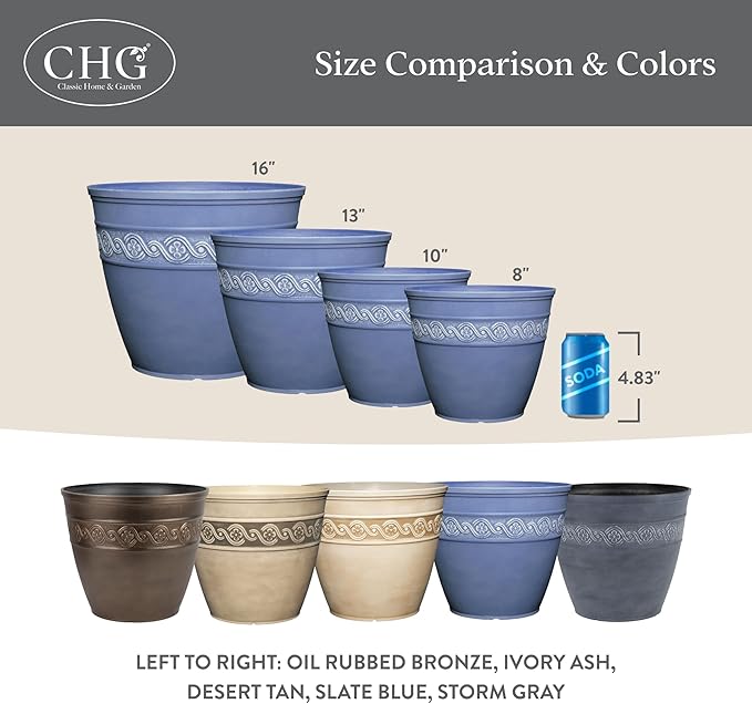 Classic Home & Garden by Growscape Corinthian Planter,10" Oil Rubbed Bronze